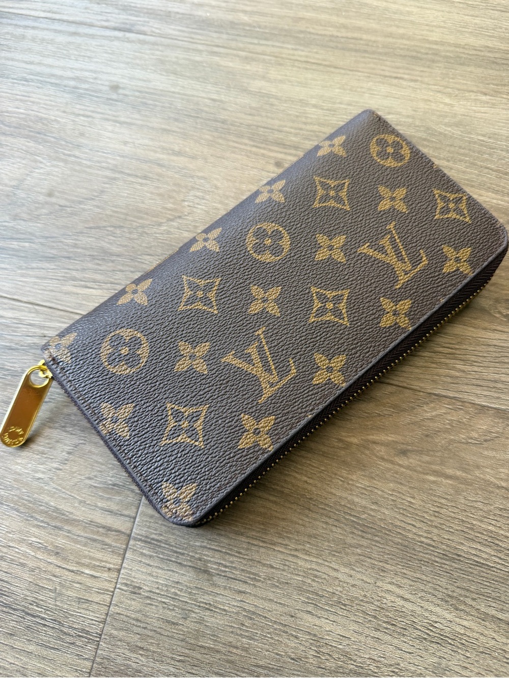 Louis Vuitton Monogram Zip Around Wallet Brown Canvas and Leather Gold Hardware